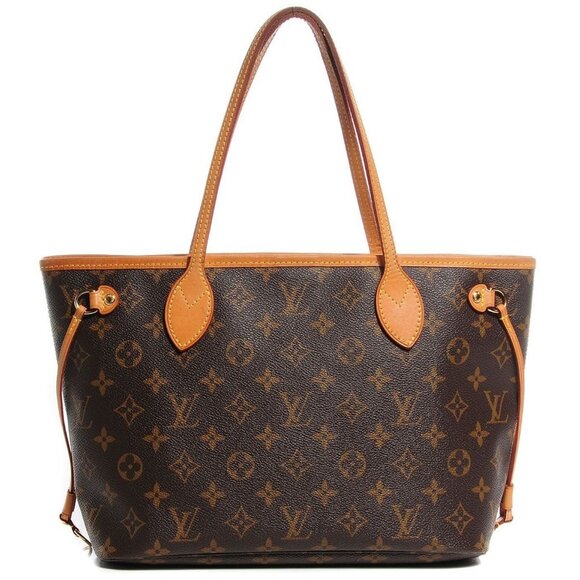Authentic Louis Vuitton Neverfull PM Monogram Tote Shoulder Bag Brown Tan LV - Picture 1 of 14